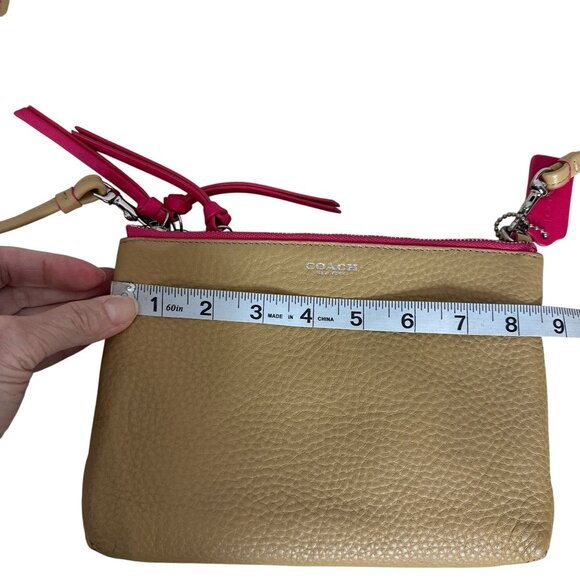 NEW Coach BLEECKER TRIPLE ZIP Leather Crossbody Camel Pink Ruby Edgepaint 51636 - Picture 10 of 12